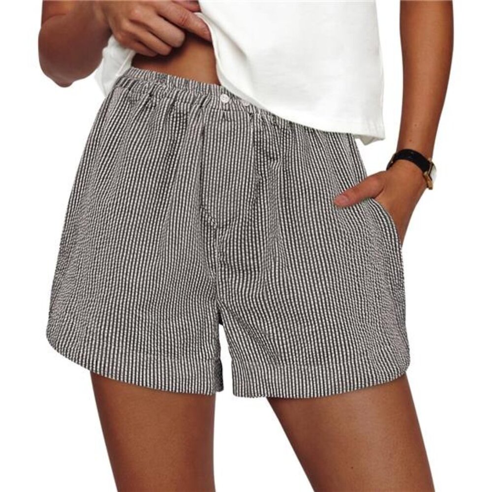 Women's Striped Boxer Shorts Summer 2025 Trendy Casual Elastic